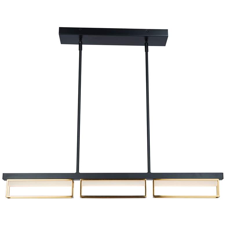 Image 1 ABRA Pane 3- Light Framed Pendant Black:Bronze