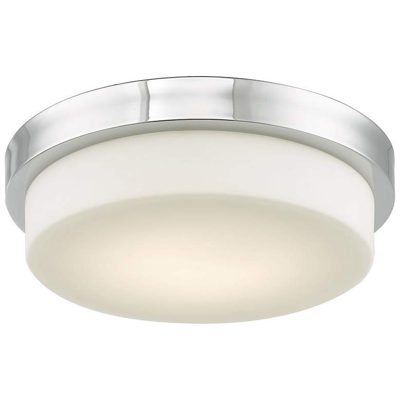 Image 1 ABRA Step 13" Stepped Opal Glass Flushmount LED Chrome