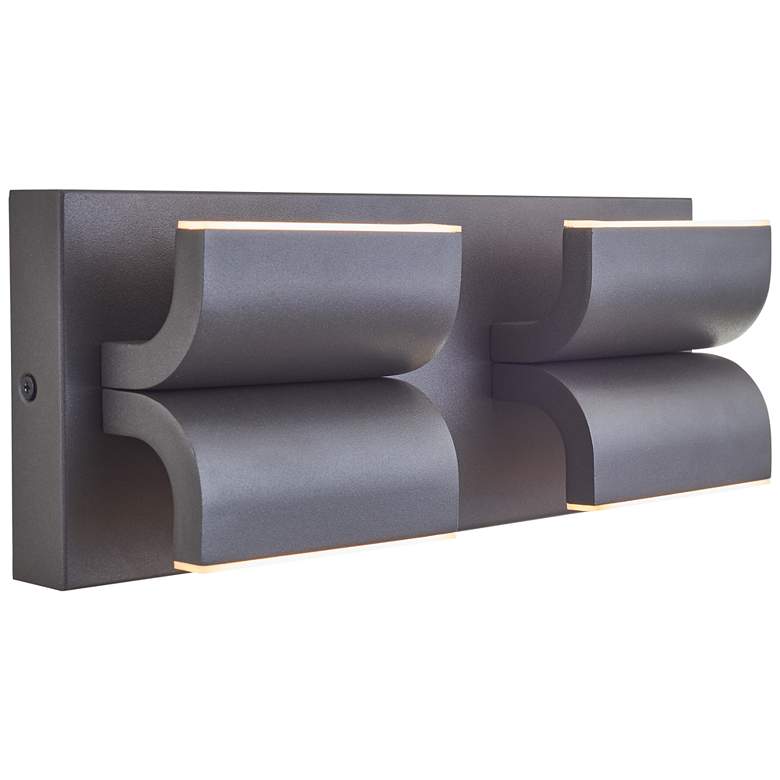 Image 1 ABRA Willow Wet Location 4 Light Curved Aluminum Wall Fixture Black