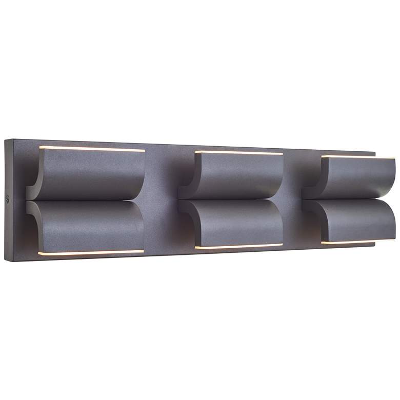 Image 1 ABRA Willow Wet Location 6 Light Curved Aluminum Wall Fixture Black