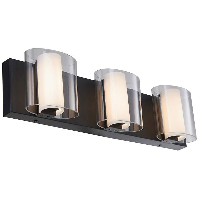 Image 1 ABRA Zoe 3 Light Curved Clear and Opal Glass Vanity Black