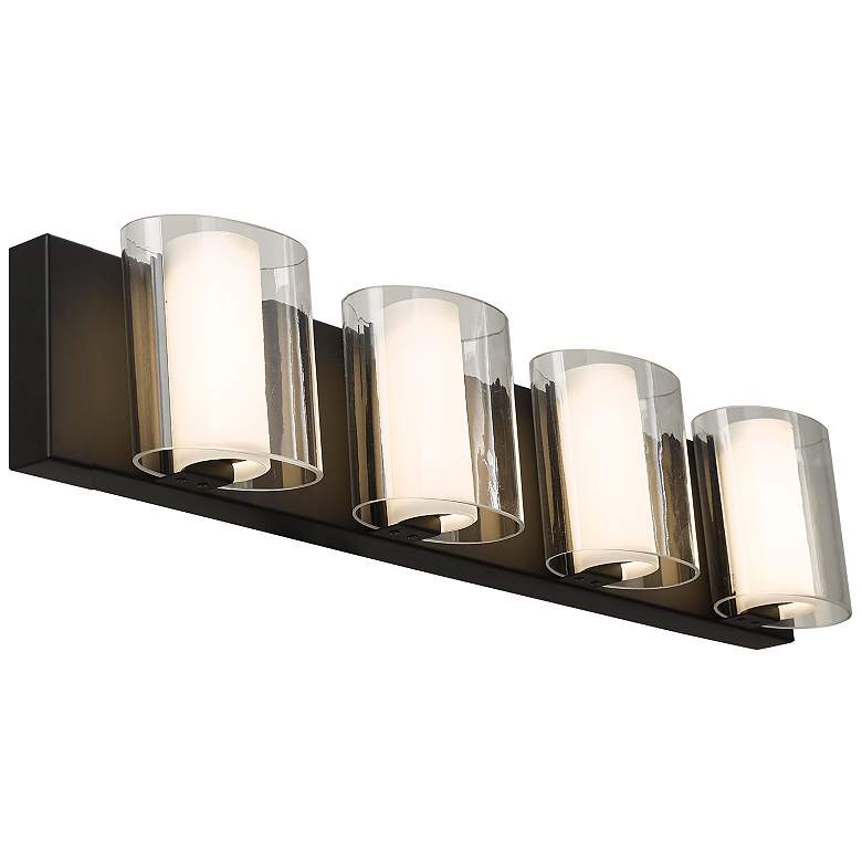 Image 1 ABRA Zoe 4 Light Curved Clear and Opal Glass Vanity Black