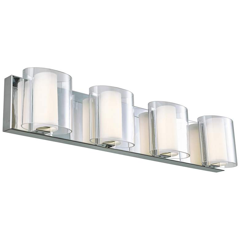 Image 1 ABRA Zoe 4 Light Curved Clear and Opal Glass Vanity Chrome