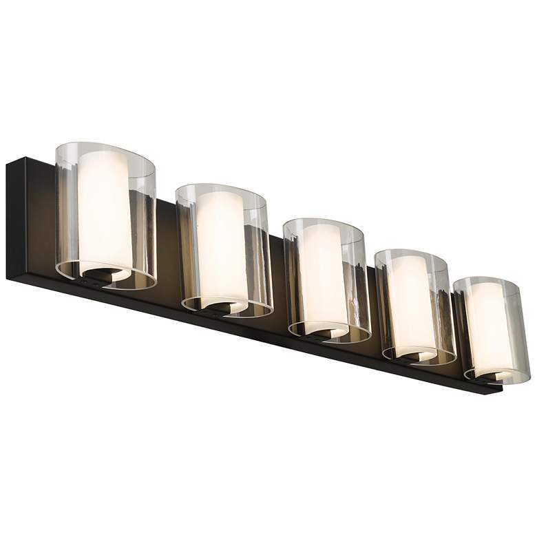 Image 1 ABRA Zoe 5 Light Curved Clear and Opal Glass Vanity Black