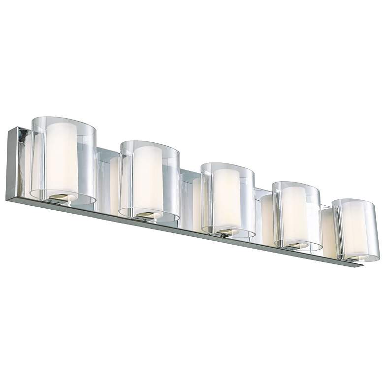 Image 1 ABRA Zoe 5 Light Curved Clear and Opal Glass Vanity Chrome