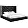 Abrazo Black Faux Leather Tufted Queen Bed