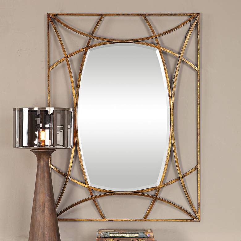 Image 1 Abreona Gold Leaf 31 1/4" x 43 1/4" Rectangular Wall Mirror