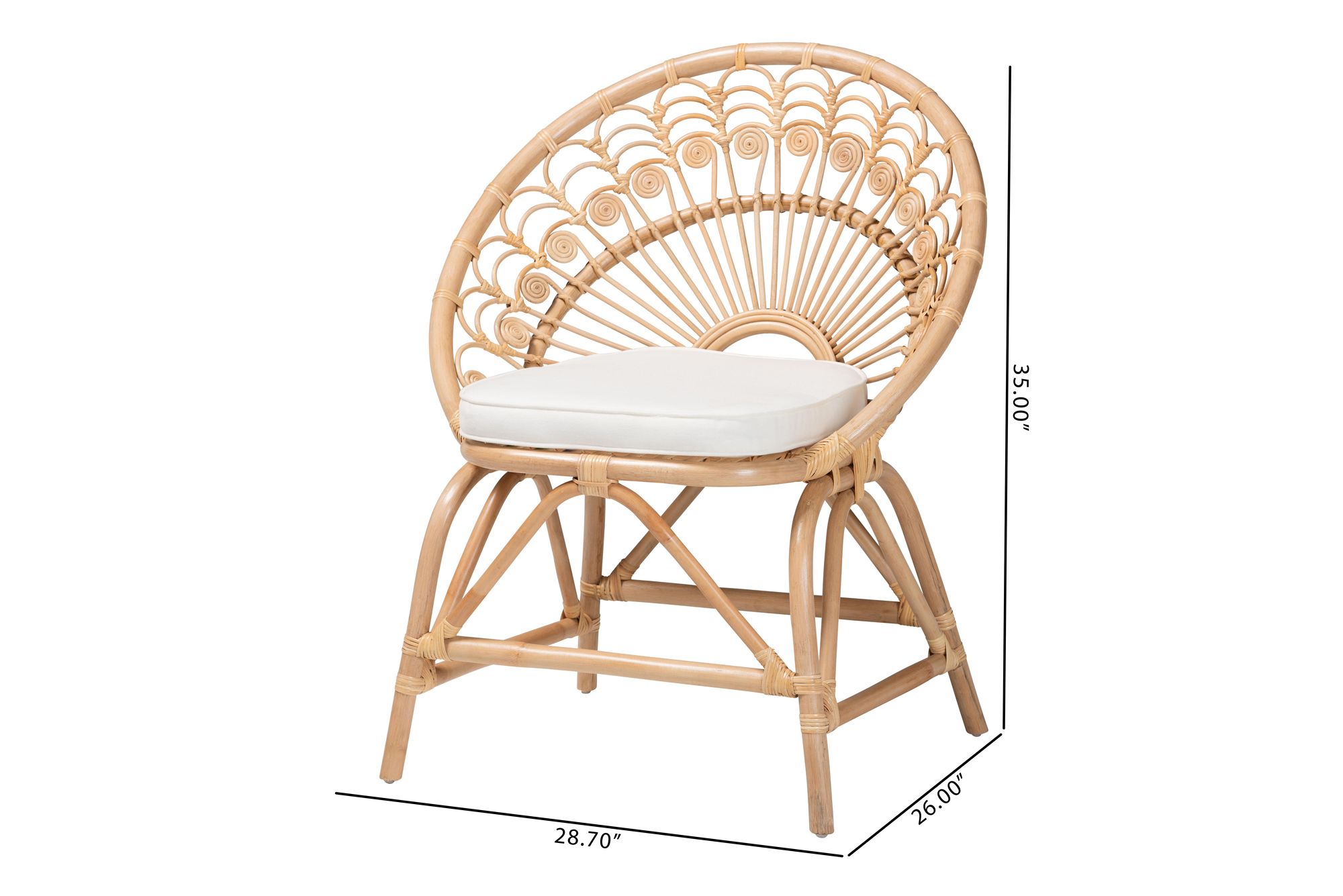 Abriella Natural Brown Rattan Peacock Accent Chair