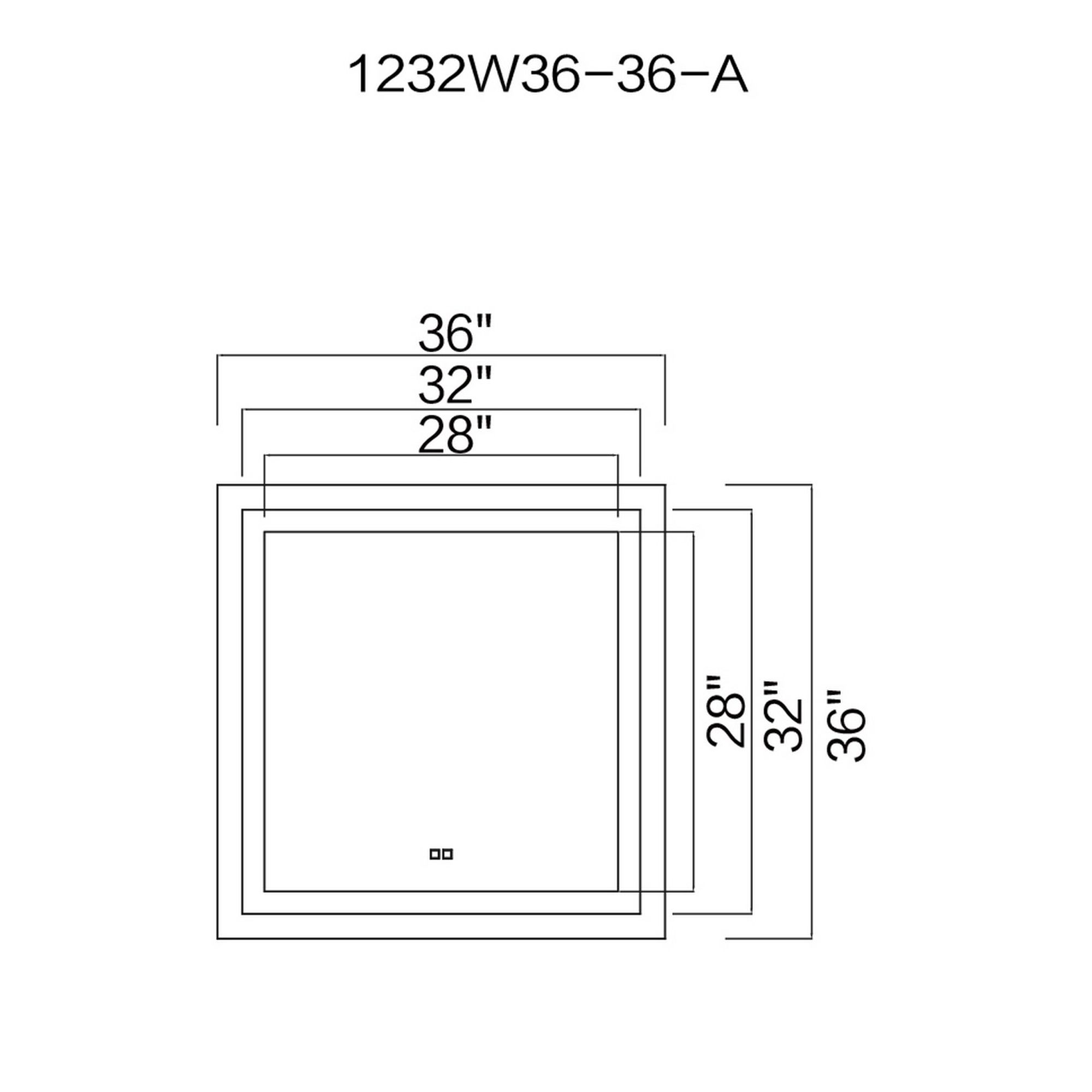 Image 6 Abril Matte White 36" Square LED Lighted Vanity Walll Mirror more views