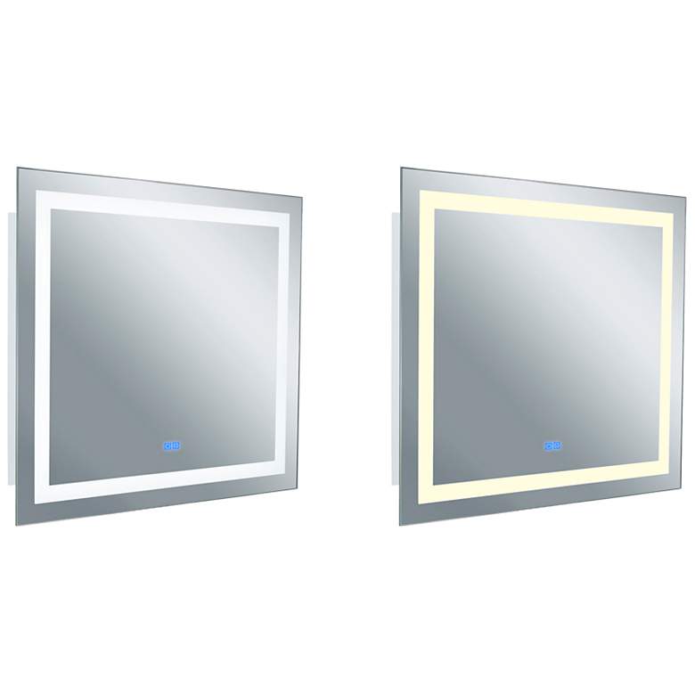 Image 1 Abril Matte White 36" x 40" Rectangular Lighted Wall Mirror