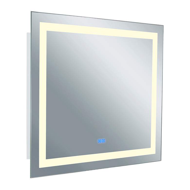 Image 2 Abril Matte White 36" x 40" Rectangular Lighted Wall Mirror more views