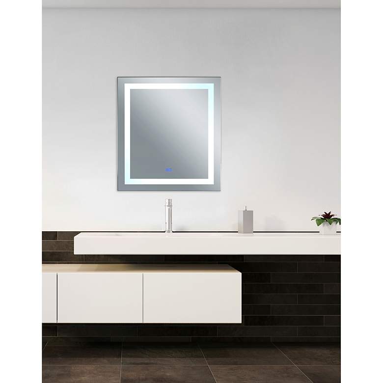 Image 3 Abril Matte White 36" x 40" Rectangular Lighted Wall Mirror more views