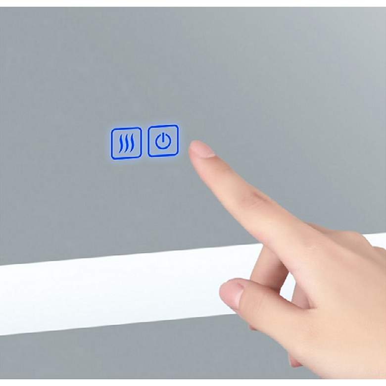 Image 4 Abril Matte White 36" x 40" Rectangular Lighted Wall Mirror more views