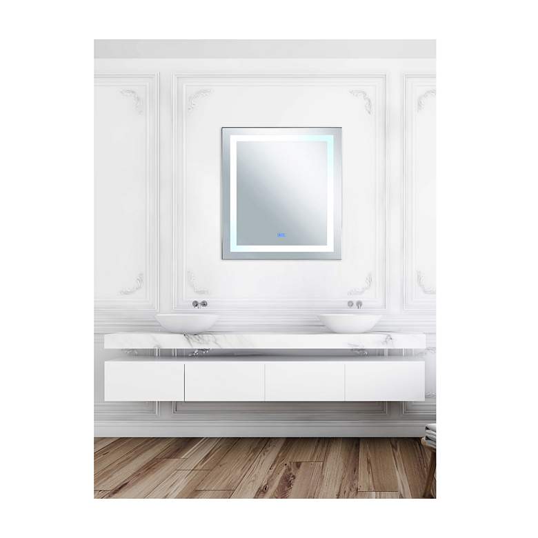Image 5 Abril Matte White 36" x 40" Rectangular Lighted Wall Mirror more views
