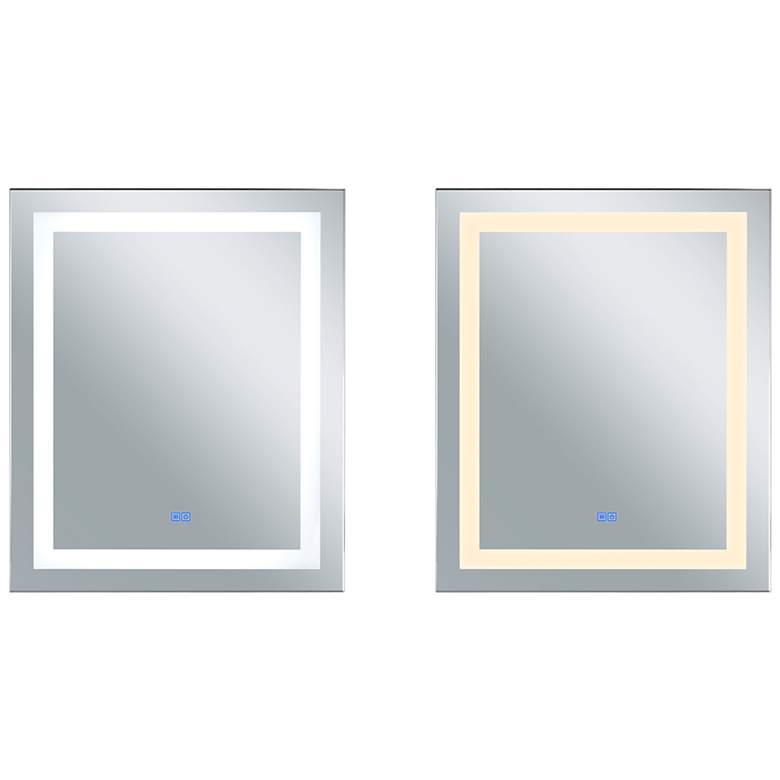 Image 1 Abril White 30" x 36" Rectangular Lighted Vanity Wall Mirror