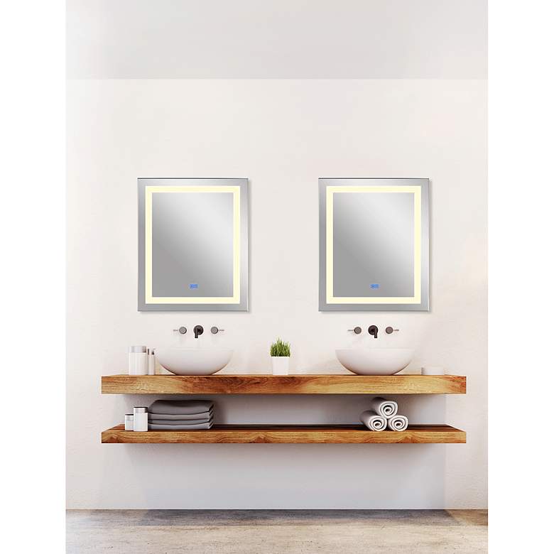 Image 4 Abril White 30" x 36" Rectangular Lighted Vanity Wall Mirror more views