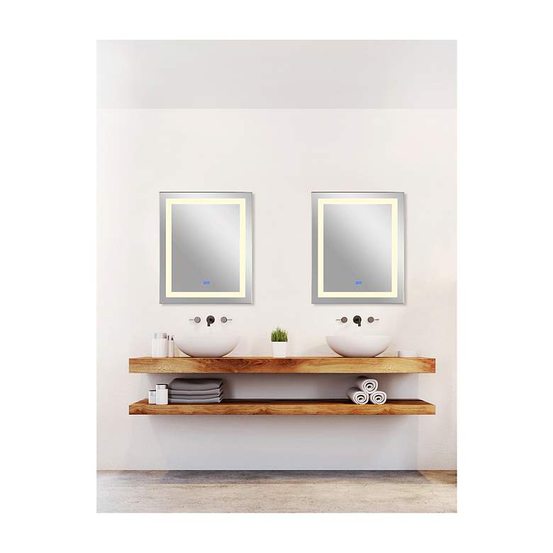 Image 6 Abril White 30" x 36" Rectangular Lighted Vanity Wall Mirror more views