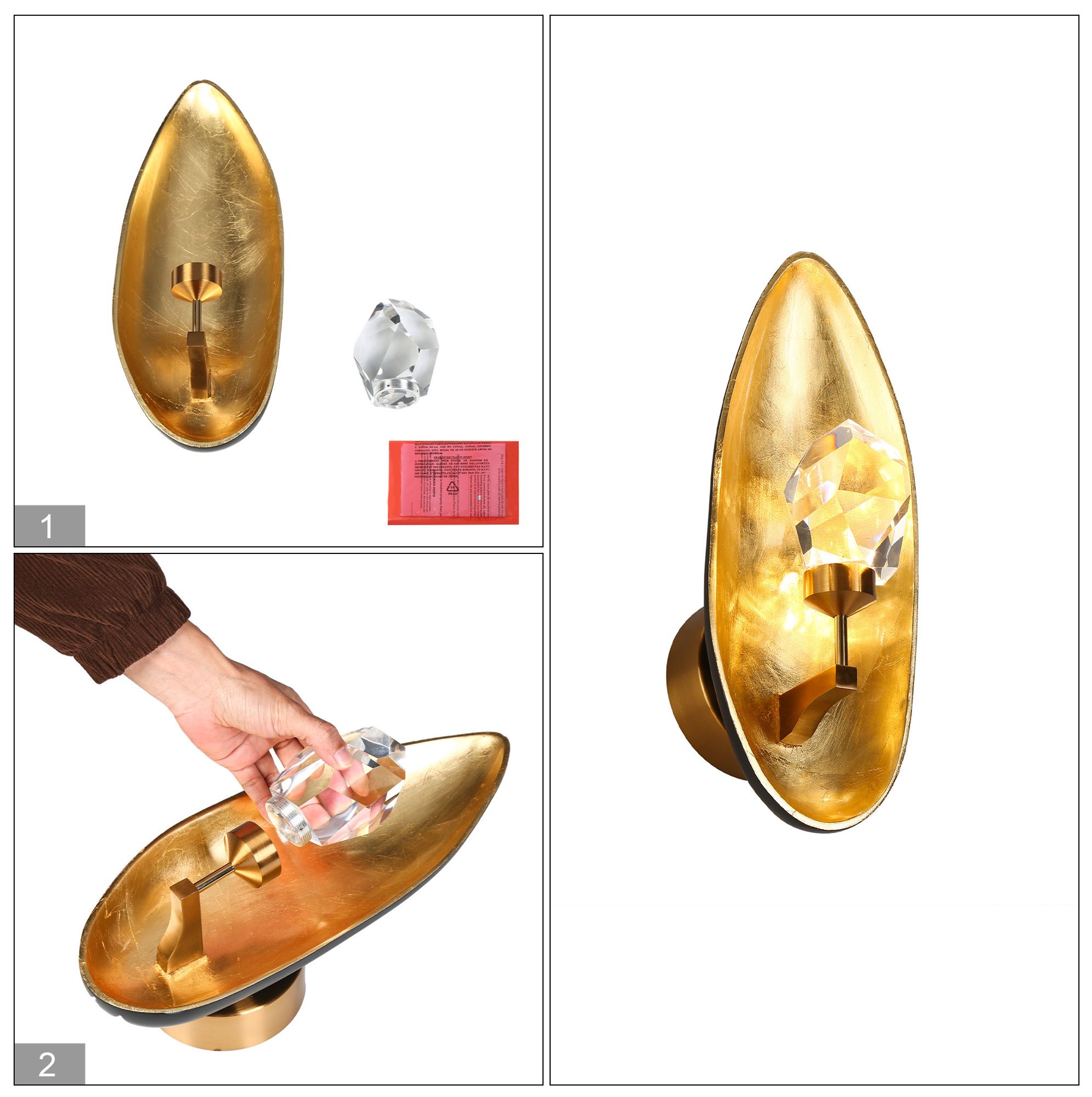 Absrond 1-Light LED Crystal Wall Sconce