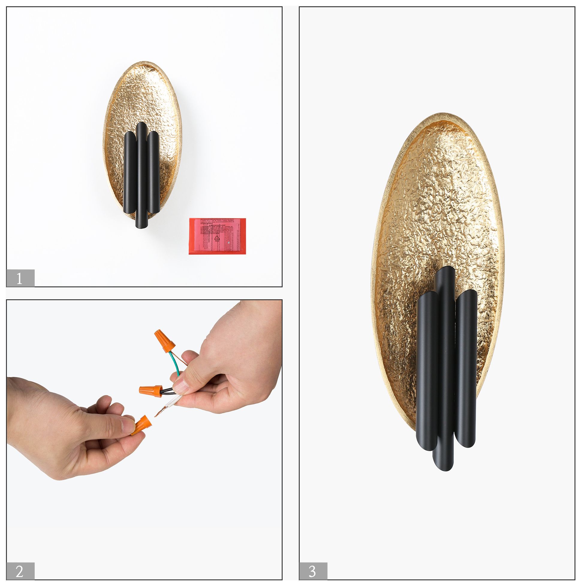 Absrond 6-Light Black Gold Resin LED Wall Sconces
