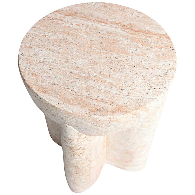 Image 5 Abstract 15"W Carved Pillar Travertine Stone Accent Table more views