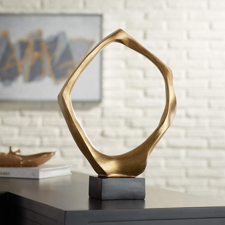 Image 1 Abstract 16" High Gold Leaf Modern Sculpture