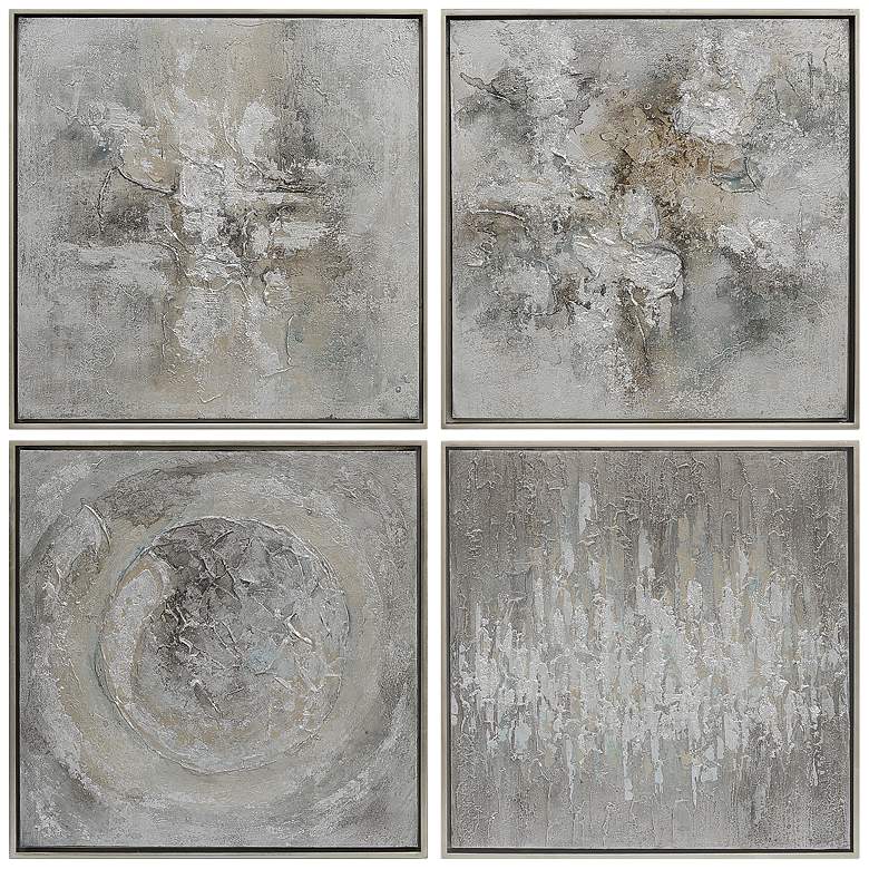 Image 1 Abstract 20" Square 4-Piece Oil Painting Framed Wall Art Set