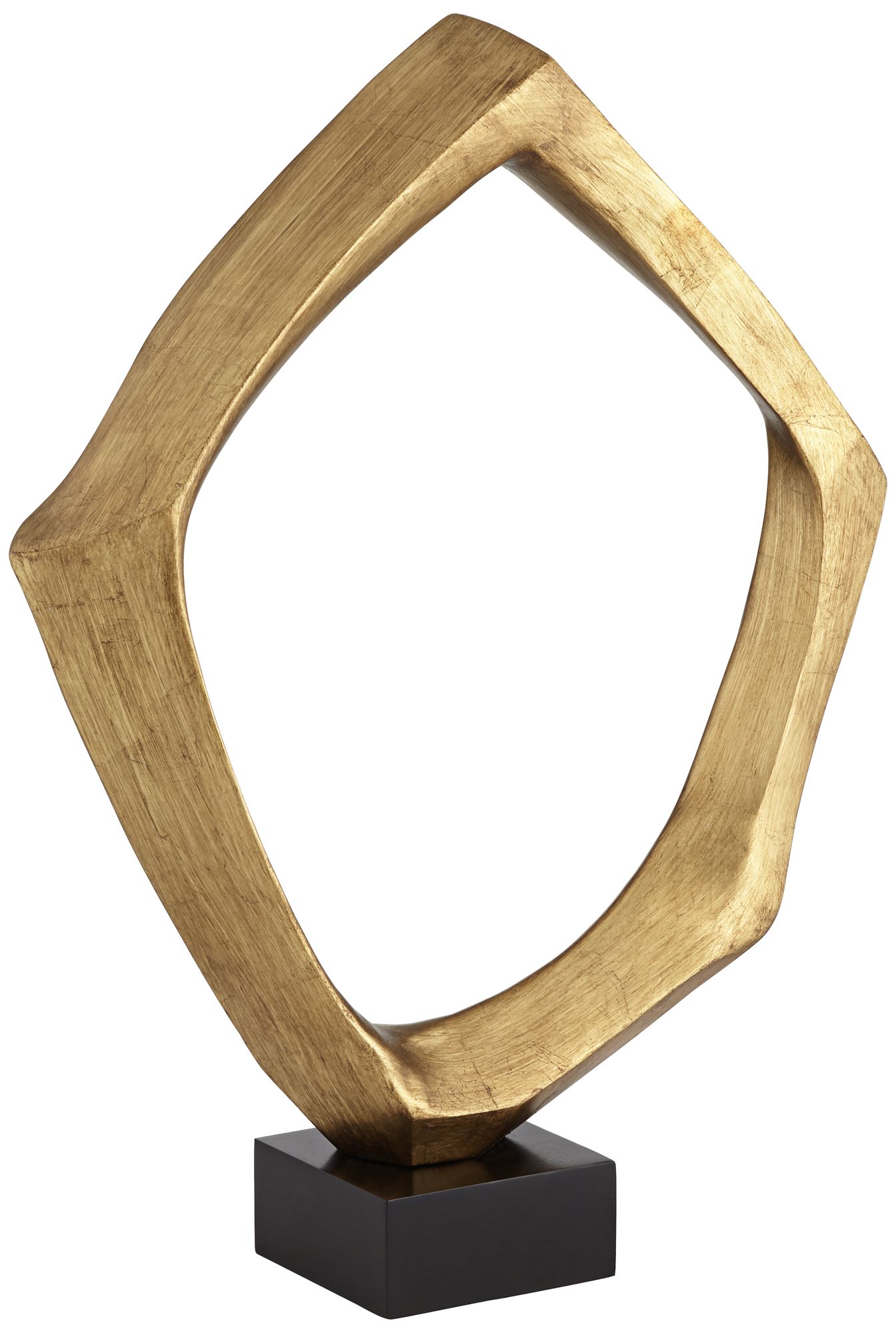 Abstract 23 3/4" High Gold Leaf "O" Sculpture