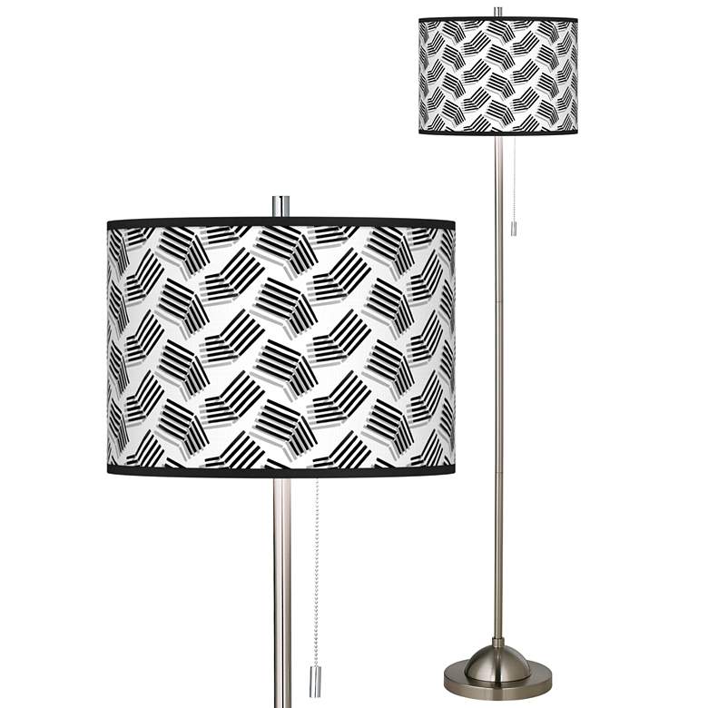 Image 1 Abstract Angles Brushed Nickel Pull Chain Floor Lamp