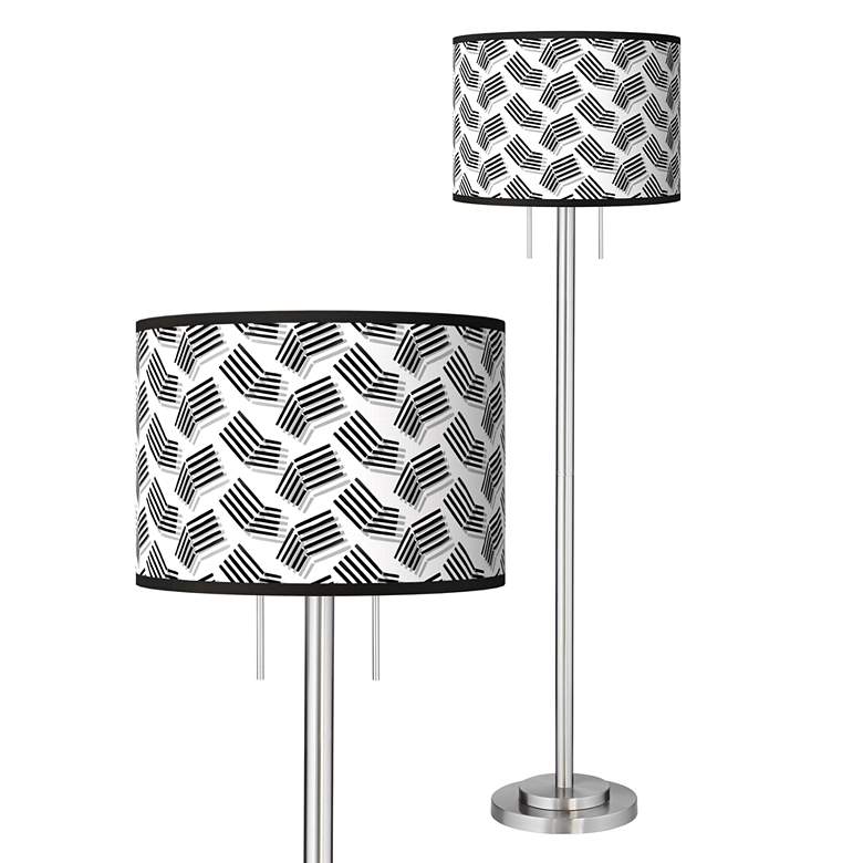 Image 1 Abstract Angles Giclee Brushed Nickel Garth Floor Lamp