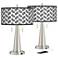 Abstract Angles Vicki Brushed Nickel USB Table Lamps Set of 2