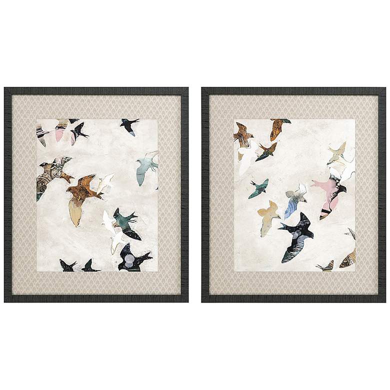 Image 3 Abstract Birds 28 inch High 2-Piece Giclee Framed Wall Art Set