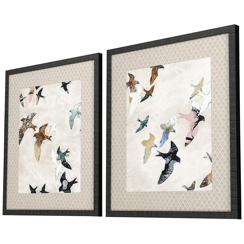 Image 5 Abstract Birds 28 inch High 2-Piece Giclee Framed Wall Art Set more views