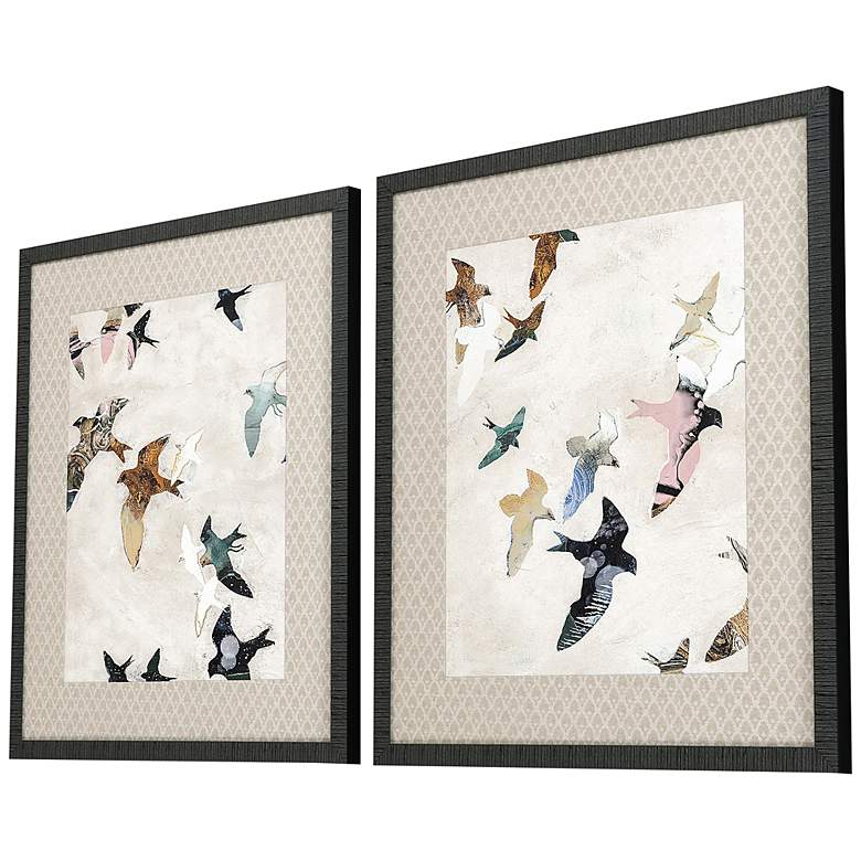 Image 5 Abstract Birds 28" High 2-Piece Giclee Framed Wall Art Set more views