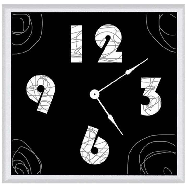 Image 1 Abstract Black 16 inch Square Wood Clock