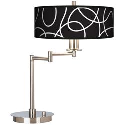 Abstract Black White Giclee Adjustable Swing Arm Modern LED Desk Lamp