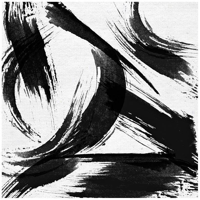Image 1 Abstract Black White Strokes Canvas 20 inch Square Wall Art