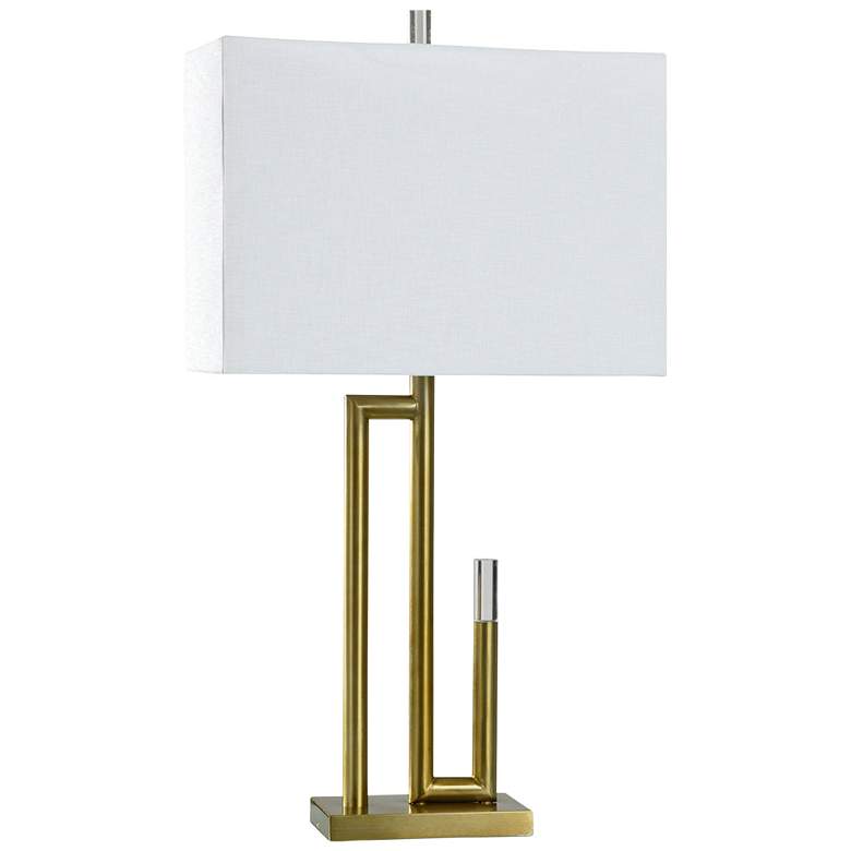 Image 1 Abstract Brass Bar 32 inch Antique Brass Table Lamp