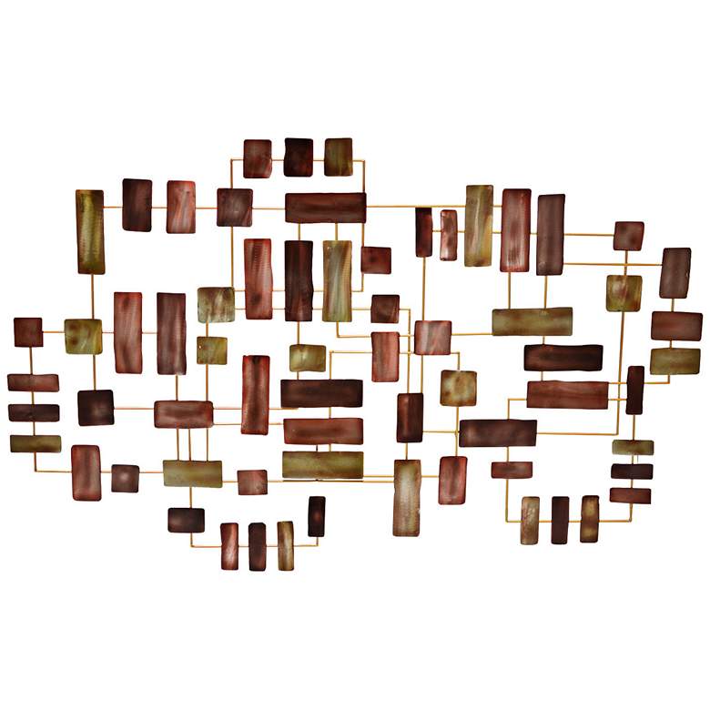 Image 1 Abstract Bricks 47 3/4 inch Wide Metal Wall Art