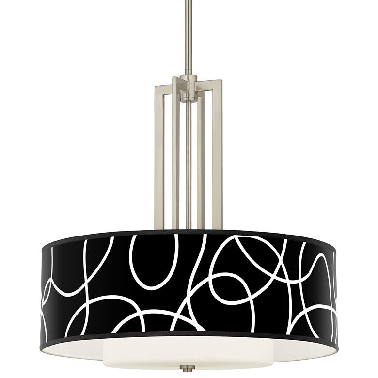 Image 1 Abstract Carey 24 inch Brushed Nickel 4-Light Chandelier