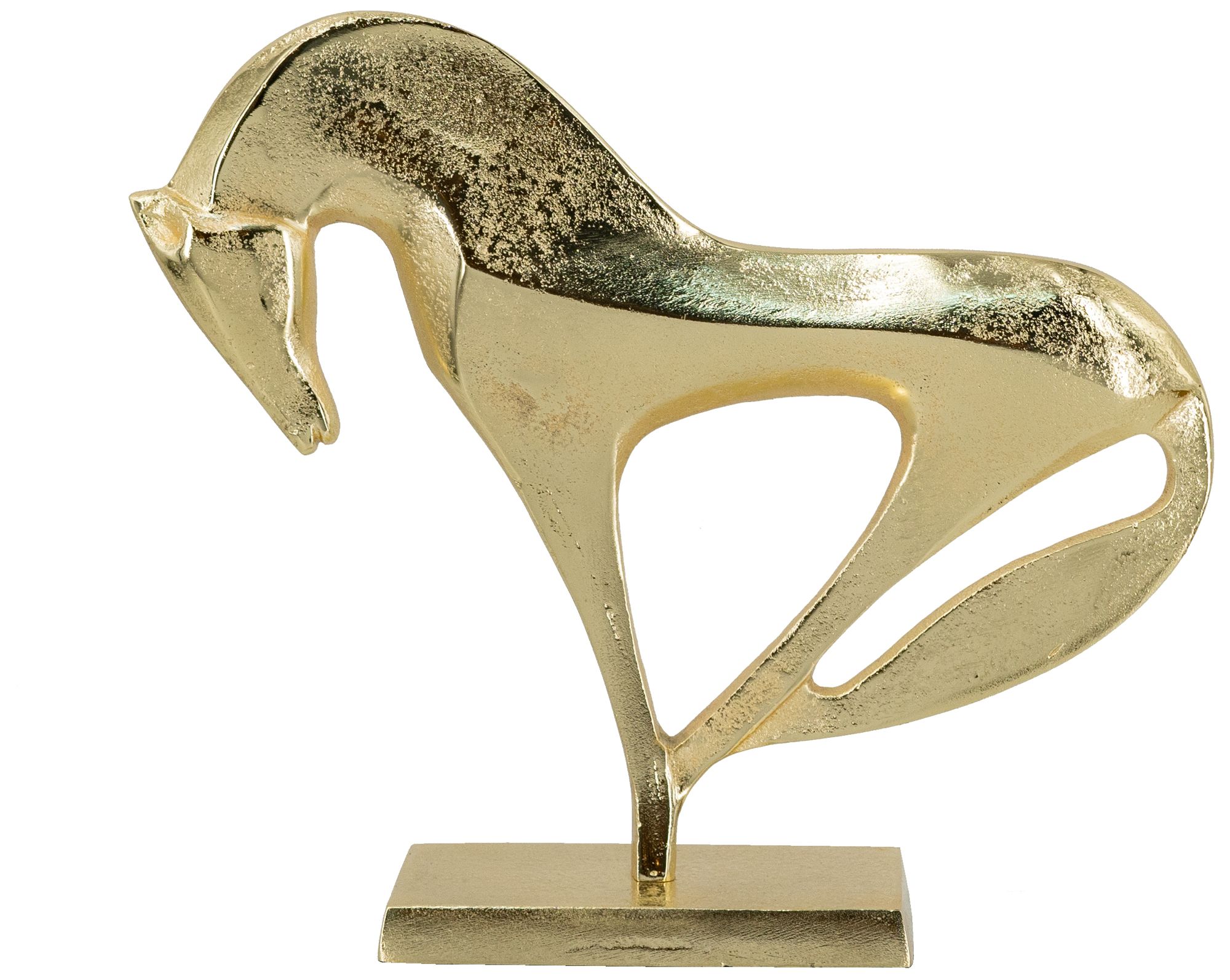 Image 2 Abstract Cast Aluminum Horse Sculpture with Metallic Gold Finish - Gold