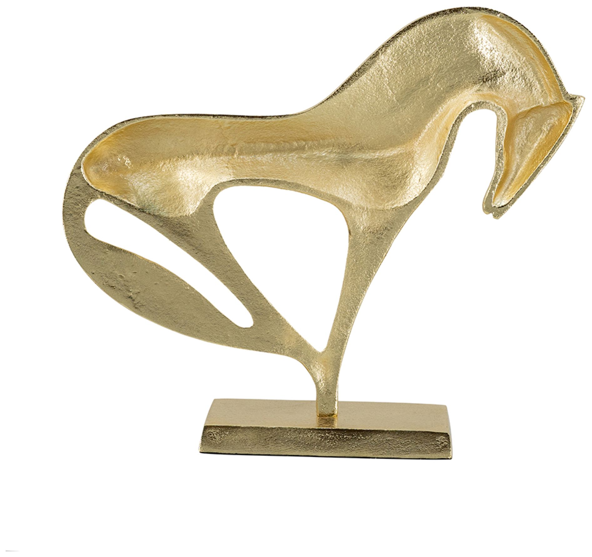 Image 3 Abstract Cast Aluminum Horse Sculpture with Metallic Gold Finish more views