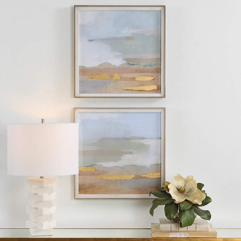 Image 1 Abstract Coastline 19 1/2" Square 2-Piece Wall Art Set