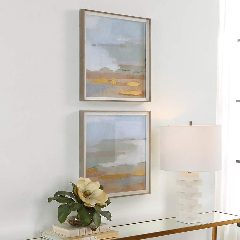 Image 3 Abstract Coastline 19 1/2" Square 2-Piece Wall Art Set more views