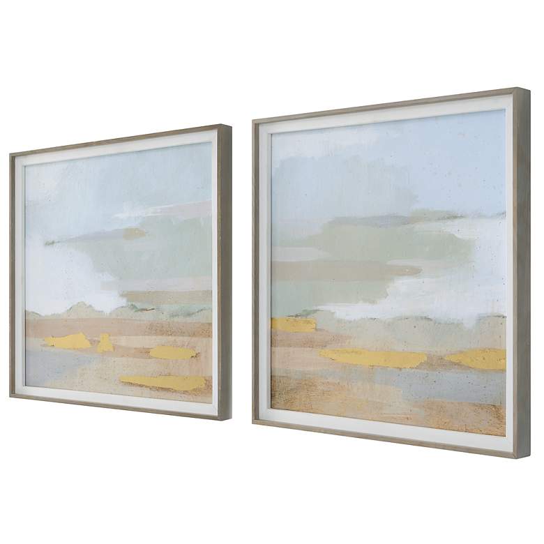 Image 4 Abstract Coastline 19 1/2" Square 2-Piece Wall Art Set more views