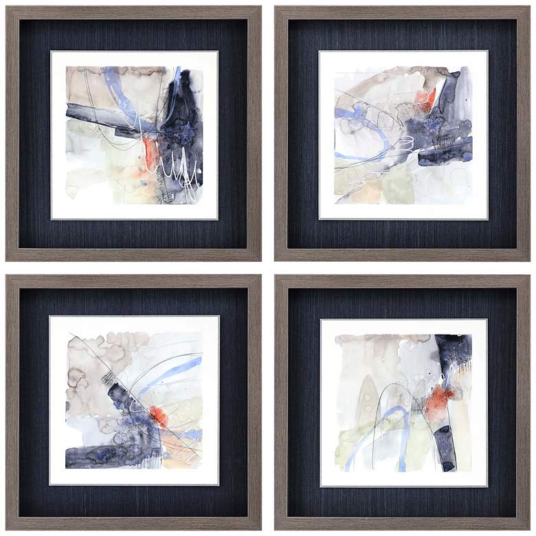 Image 2 Abstract Coordinates 19 inchW 4-Piece Framed Wall Art Set 
