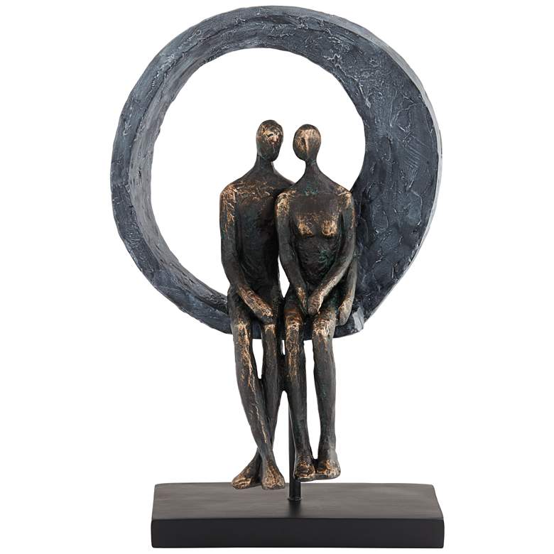 Image 1 Abstract Couple 12 inch High Antique Brass Sculpture