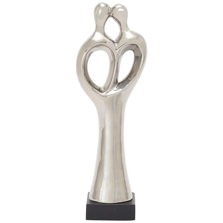 Image 1 Abstract Couple 19 inch High Silver Porcelain Sculpture