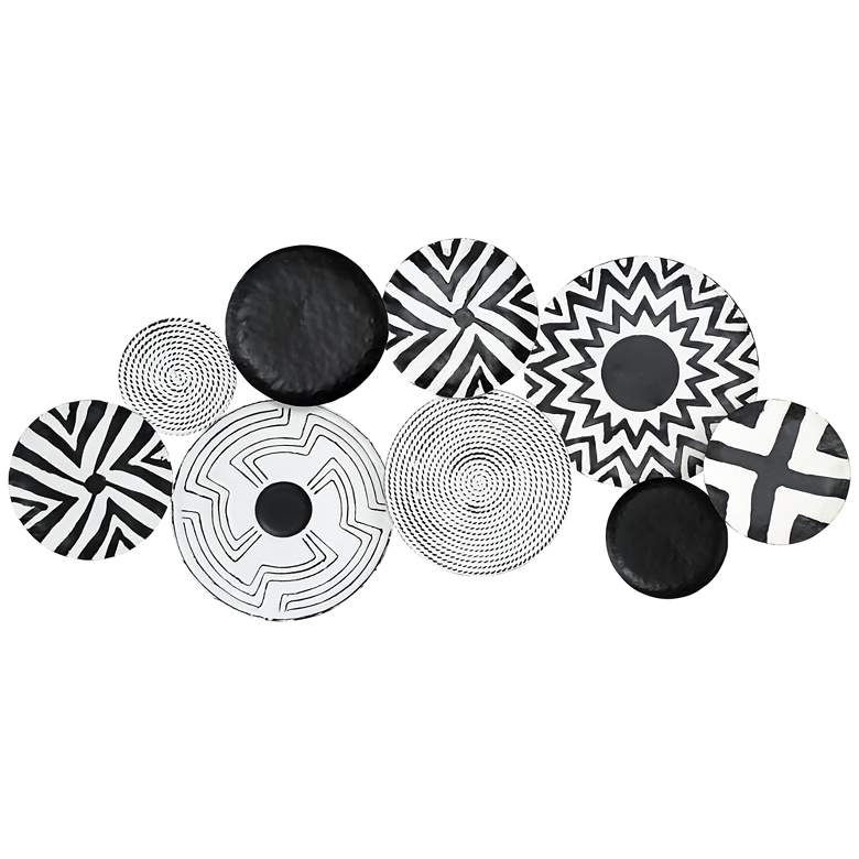 Image 2 Abstract Discs 45 1/4" Wide Black and White Metal Wall Art