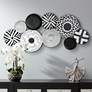 Abstract Discs 45 1/4" Wide Black and White Metal Wall Art