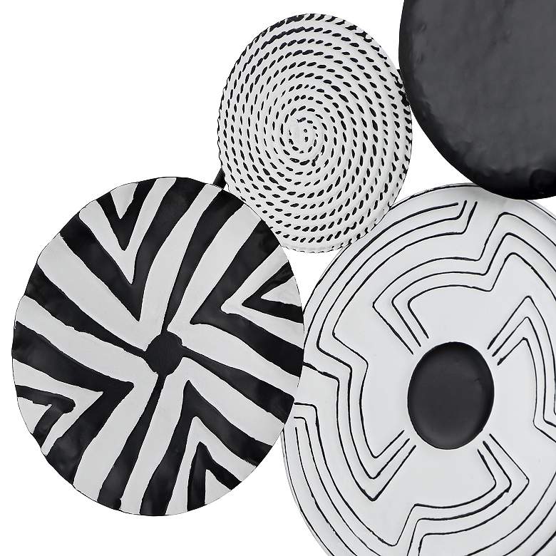 Image 3 Abstract Discs 45 1/4 inch Wide Black and White Metal Wall Art more views